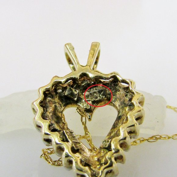 Diamond Heart Pendant Necklace Solid 10k Yellow Gold Genuine Natural Real - Picture 10 of 10